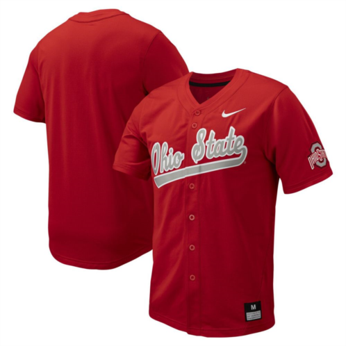 Nitro USA Mens Nike Scarlet Ohio State Buckeyes Replica Full-Button Baseball Jersey