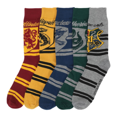 Licensed Character Mens 5-Pack Harry Potter Hogwarts Crew Socks