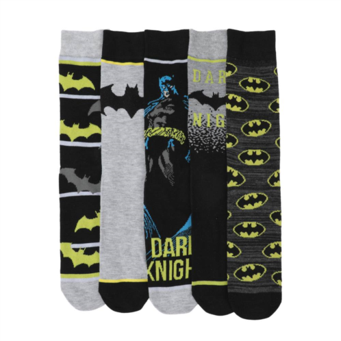Licensed Character Mens 5-Pack DC Comics Batman Dark Knight Crew Socks