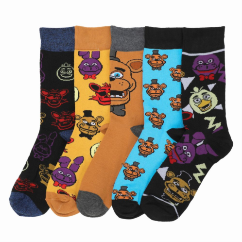 Licensed Character Mens 5-Pack Five Nights at Freddys Crew Socks