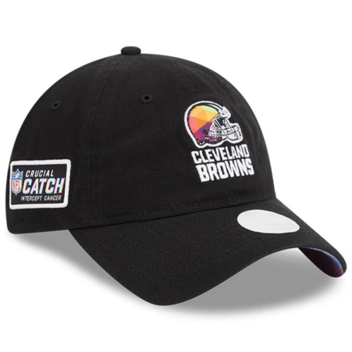 Womens New Era Black Cleveland Browns 2023 NFL Crucial Catch 9TWENTY Adjustable Hat