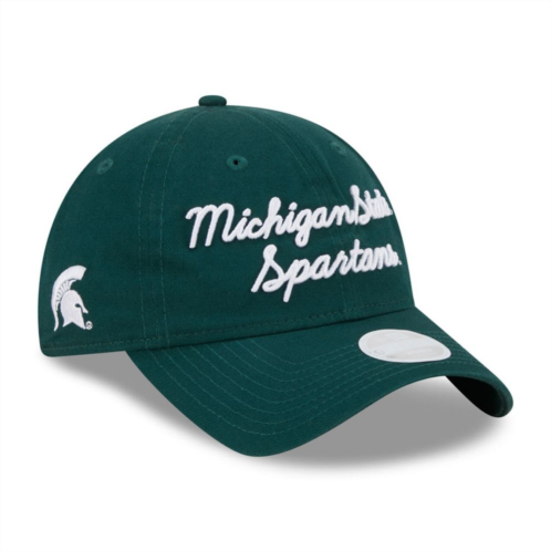 Womens New Era Green Michigan State Spartans Script 9TWENTY Adjustable Hat