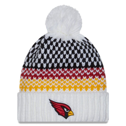 Womens New Era White Arizona Cardinals 2023 Sideline Cuffed Knit Hat with Pom