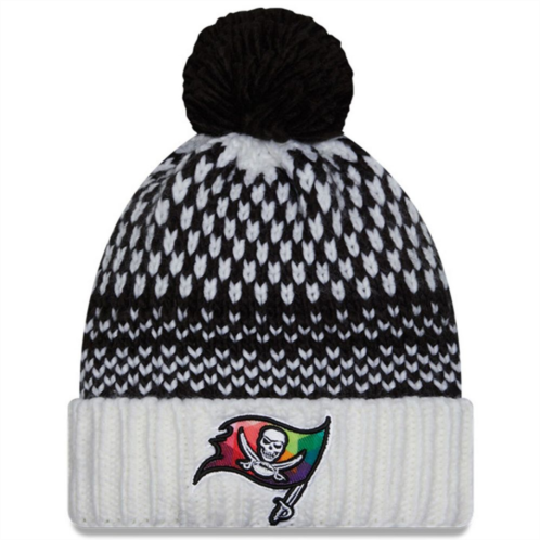 Womens New Era Black/White Tampa Bay Buccaneers 2023 NFL Crucial Catch Cuffed Pom Knit Hat