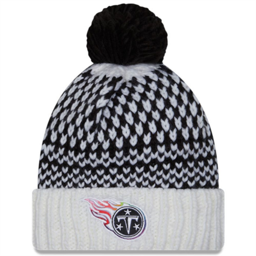 Womens New Era Black/White Tennessee Titans 2023 NFL Crucial Catch Cuffed Pom Knit Hat