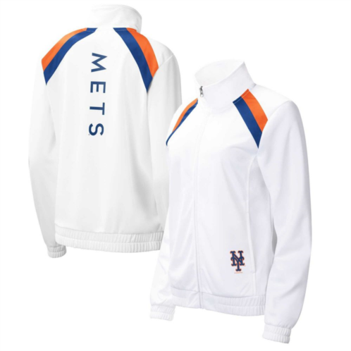 Womens G-III 4Her by Carl Banks White New York Mets Red Flag Full-Zip Track Jacket