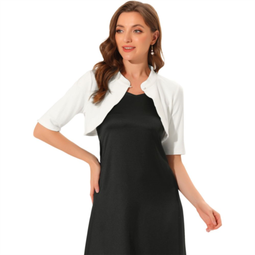 ALLEGRA K Elegant Cardigan For Women Stand Collar Half Sleeve Cropped Bolero Shrug