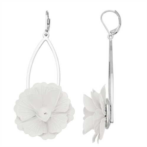 Simply Vera Vera Wang Silver Tone Elongated Flower Drop Earrings