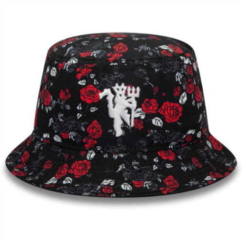 Mens New Era Black Manchester United Floral Print Bucket Hat