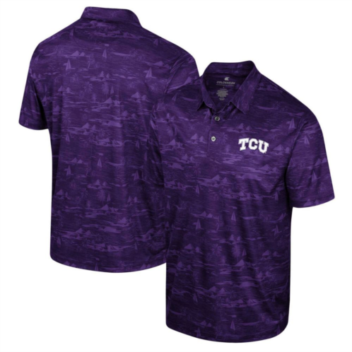Mens Colosseum Purple TCU Horned Frogs Daly Print Polo