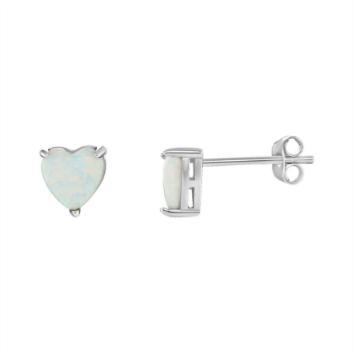 PRIMROSE Sterling Silver Opal Heart Stud Earrings