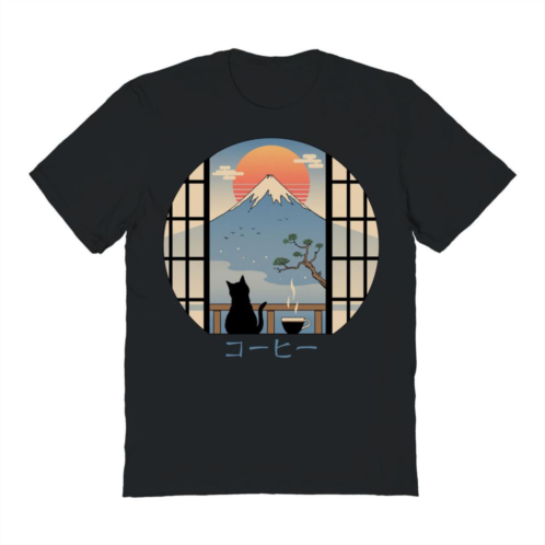 Mens COLAB89 by Threadless Coffee cat in Mt. Fuji Graphic Tee