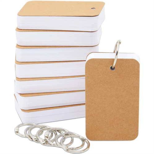 Juvale 8 Pack Blank Flash Cards With Rings For Studying With 50 Sheets Each, 2.2 X 3.5
