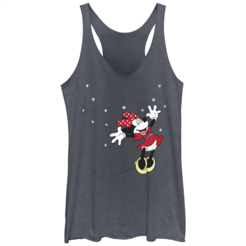 Disneys Minnie Mouse Excited Under The Stars Tri-Blend Juniors Racerback Graphic Tank Top