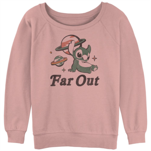 Disneys Lilo & Stitch Far Out Stitch Juniors Graphic Slouchy Terry