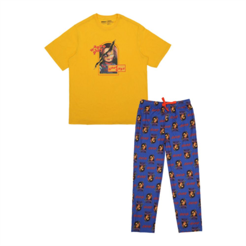 Licensed Character Mens Chucky Character Pajama Top & Pajama Bottom Set