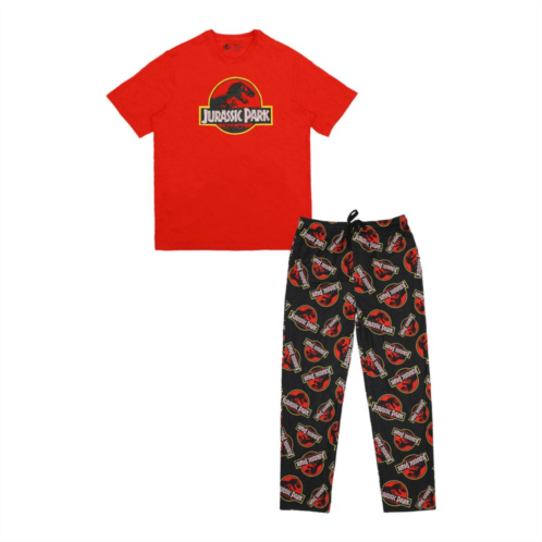 Licensed Character Mens Jurassic Park Movie Logo Pajama Top & Pajama Bottom Set