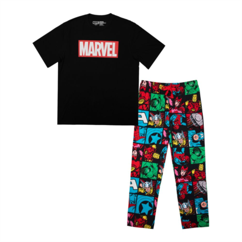Licensed Character Mens Marvel Comic Pajama Top & Pajama Bottom Set