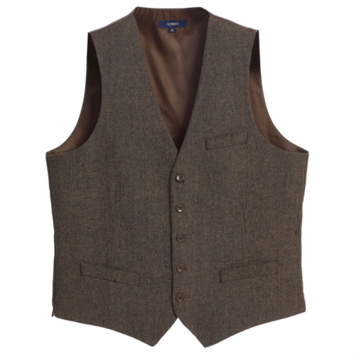 Gioberti Mens 5 Button Slim Fit Formal Herringbone Tweed Suit Vest