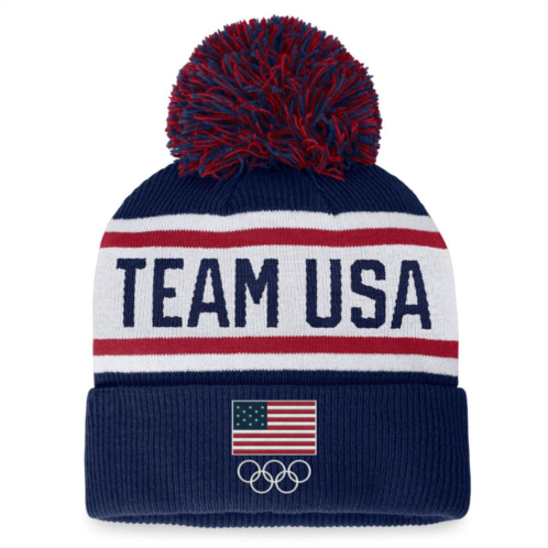 Unbranded Womens Fanatics Branded Navy Team USA Cuffed Knit Hat with Pom