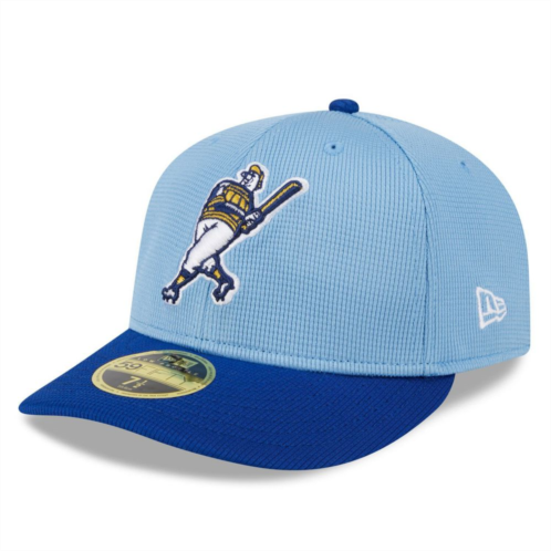 Mens New Era Light Blue Milwaukee Brewers 2024 Batting Practice Low Profile 59FIFTY Fitted Hat
