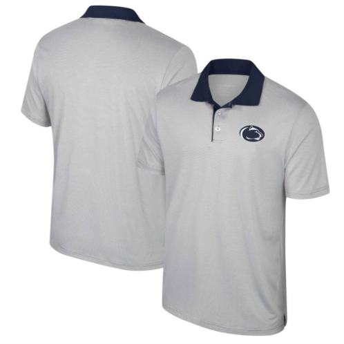 Mens Colosseum Gray Penn State Nittany Lions Big & Tall Tuck Striped Polo