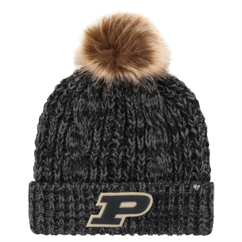 Unbranded Womens 47 Black Purdue Boilermakers Meeko Cuffed Knit Hat with Pom