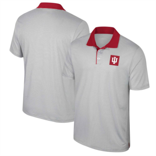 Mens Colosseum Gray Indiana Hoosiers Big & Tall Tuck Striped Polo