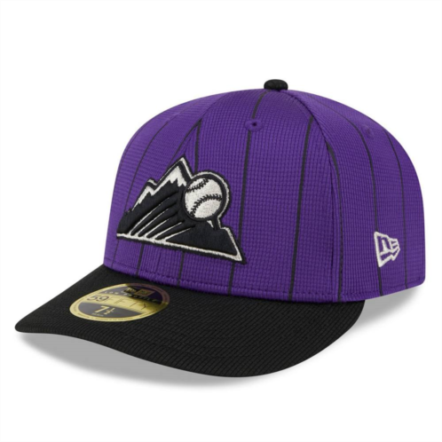 Mens New Era Purple Colorado Rockies 2024 Batting Practice Low Profile 59FIFTY Fitted Hat