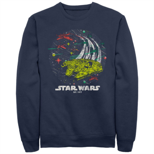 Licensed Character Mens Star Wars Colorful Space Fight Graphic Fleece