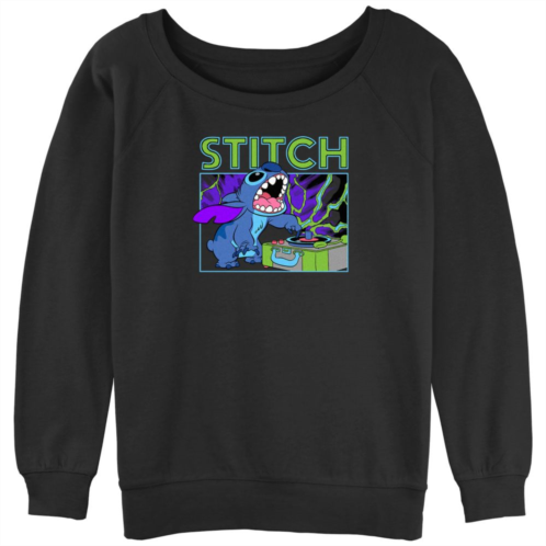 Disneys Lilo & Stitch Juniors DJ Stitch Slouchy Terry Graphic Pullover
