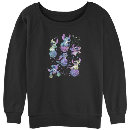 Disneys Lilo & Stitch Juniors Planetary Stitch Slouchy Terry Graphic Pullover