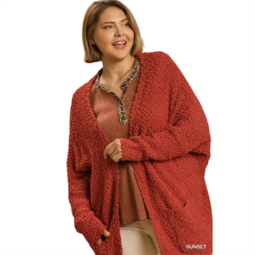FASHNZFAB Open Front Oversized Cardigan Sweater With Pockets