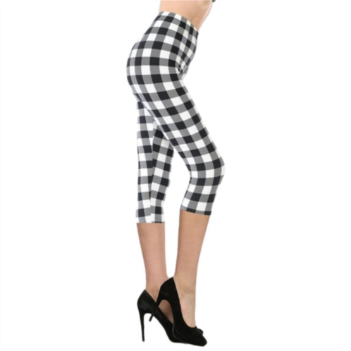 FASHNZFAB Multi-color Print, Cropped Capri Leggings In A Fitted Style With A Banded High Waist