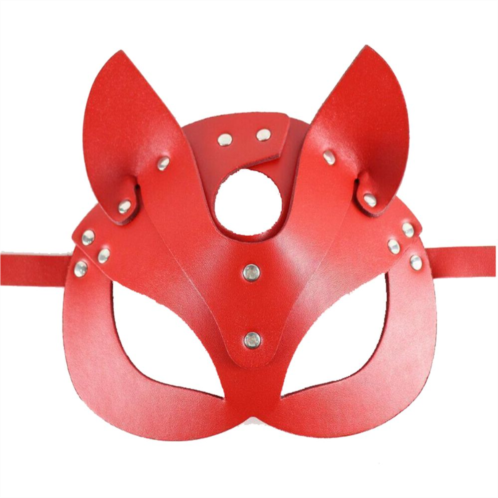 Ougeya Half Face Fox Mask Female Leather Mask Eye Leather Halloween Party PU Half Face Rabbit Mask