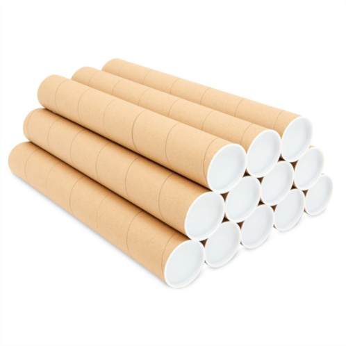 Juvale 12 Pack Mailing Tubes With Caps 2x16 Inch Round Cardboard Mailers For Shipping