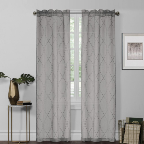 VCNY Home Layla Embroidered Rod Pocket Sheer 2 Window Curtain Panels