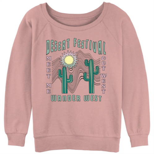Unbranded Juniors Desert Festival Wander West Poster Slouchy Terry Graphic Pullover