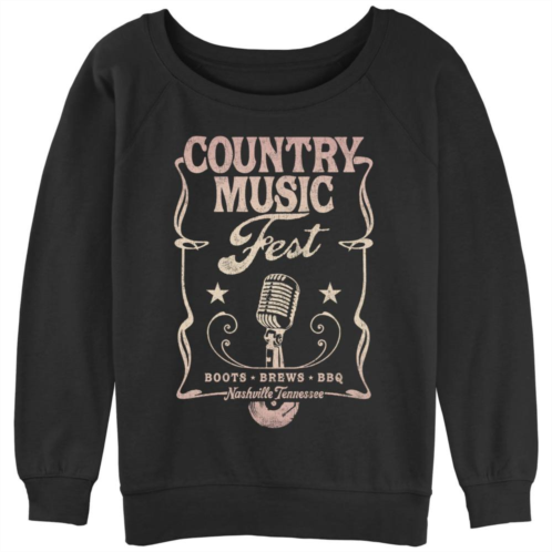 Unbranded Juniors Country Music Fest Poster Slouchy Terry Graphic Pullover
