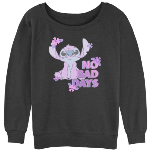 Disneys Lilo & Stitch Juniors No Bad Days Stitch Slouchy Terry Graphic Pullover