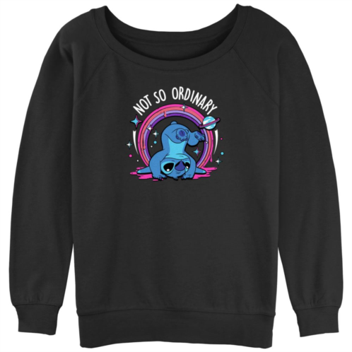 Disneys Lilo & Stitch Juniors Not So Ordinary Stitch Slouchy Terry Graphic Pullover