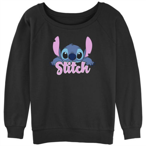 Disneys Lilo & Stitch Juniors Playful Stitch Slouchy Terry Graphic Pullover
