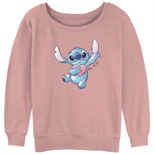 Disneys Lilo & Stitch Juniors Be Mine Stitch Slouchy Terry Graphic Pullover