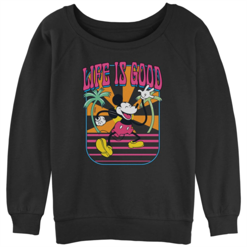 Disneys Mickey Mouse Juniors Life Is Good Slouchy Terry Graphic Pullover