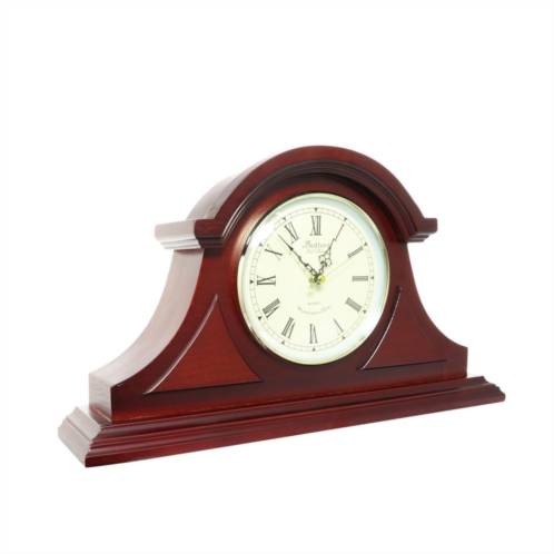 Bedford Clock Collection Redwood Tambour Mantel Clock With Chimes