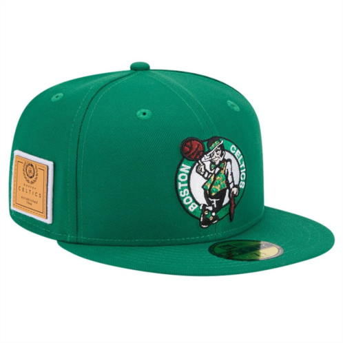 Mens New Era Kelly Green Boston Celtics Court Sport Leather Applique 59FIFTY Fitted Hat