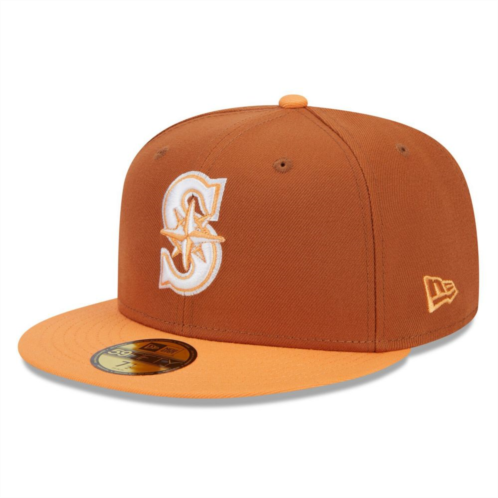 Mens New Era Brown/Orange Seattle Mariners Spring Color Basic Two-Tone 59FIFTY Fitted Hat