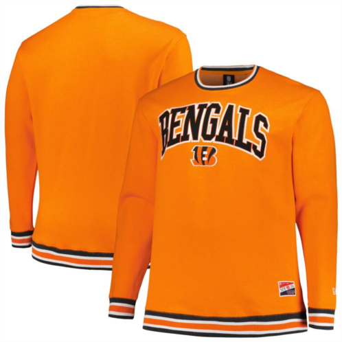 Mens New Era Orange Cincinnati Bengals Big & Tall Pullover Sweatshirt