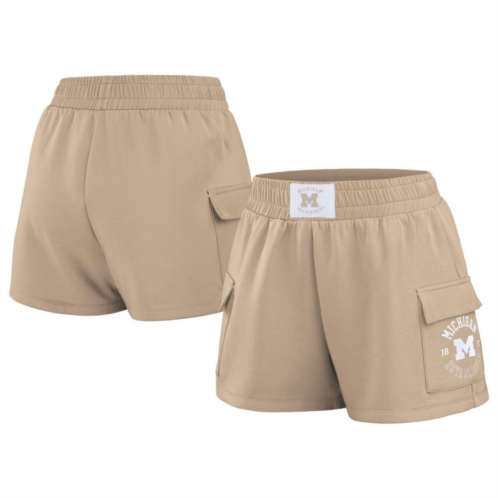 Womens WEAR by Erin Andrews Tan Michigan Wolverines Neutral Shorts