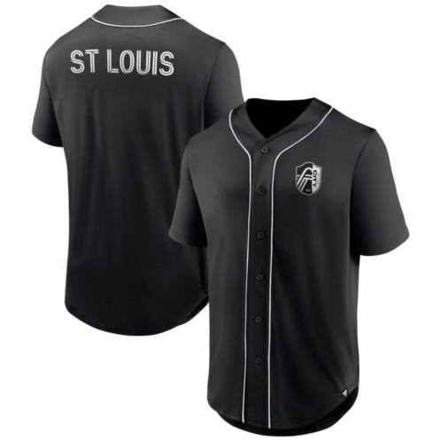Unbranded Mens Fanatics Branded Black St. Louis City SC Third Period Fashion Baseball Button-Up Jersey